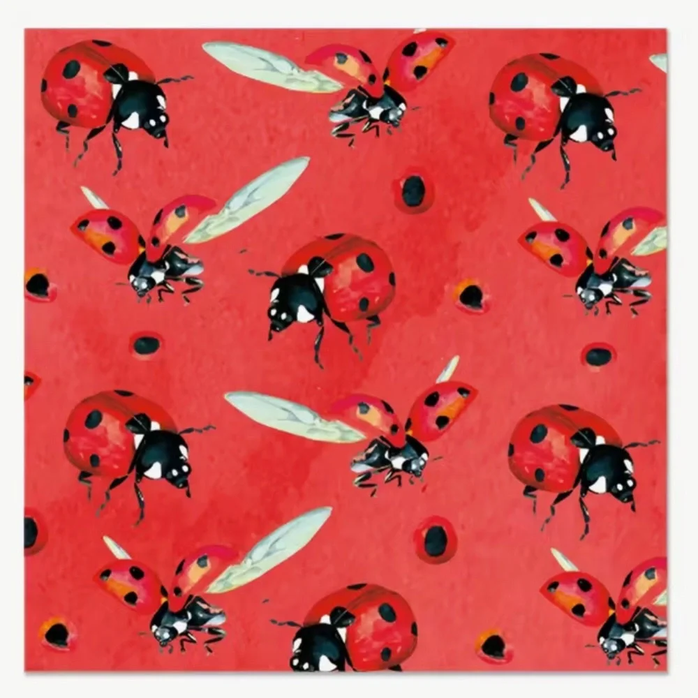 Set of 20 Assorted Ladybug Floral Luncheon Paper Napkins (5 ea of 4 Designs)